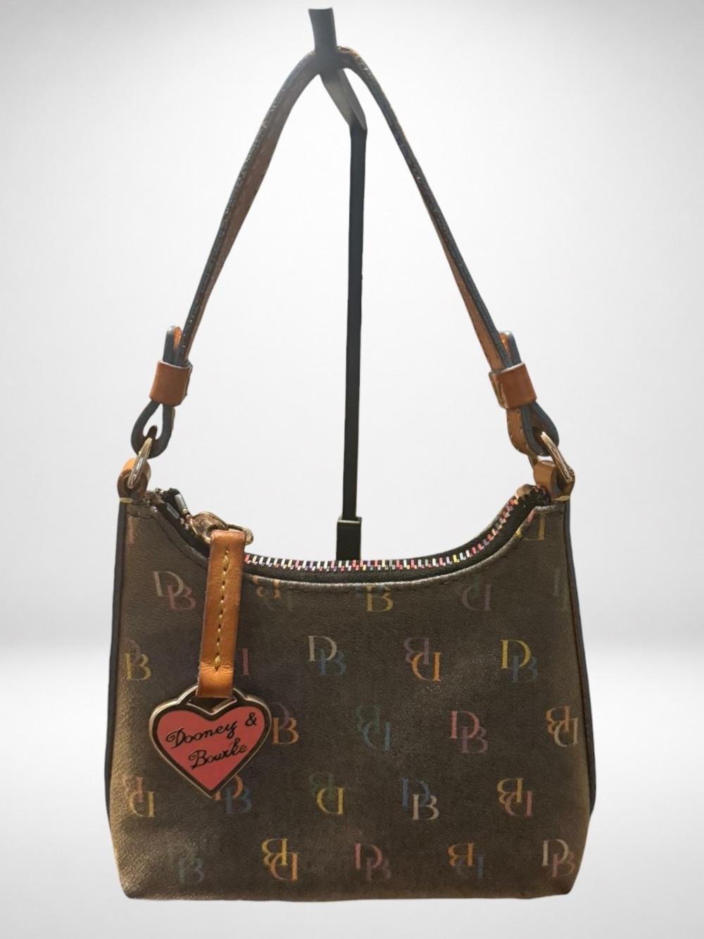 Dooney & Bourke Vintage Y2K DB Monogram Mini Shoulder Bag Multicolor Pink Black